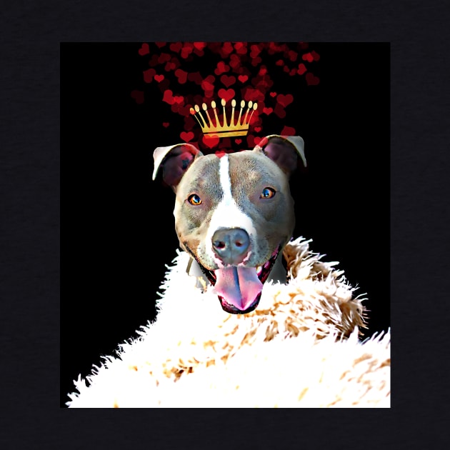 Pit Bull Terrier with a crown of hearts, puppy love by LittleBean